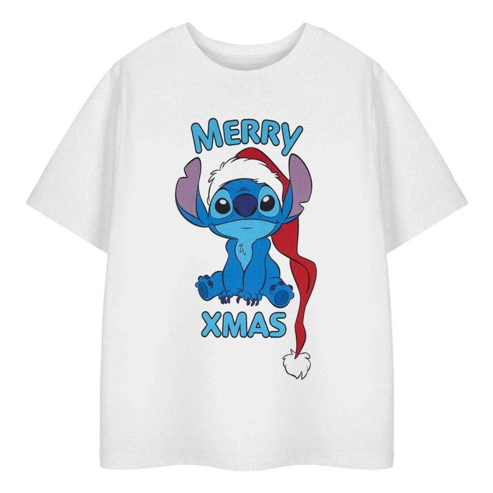 Lilo & Stitch Girls Merry Xmas Short-Sleeved T-Shirt / White